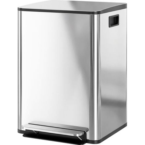 HOMCOM Cestino Rifiuti a 2 Sezioni da 20L in Acciaio e PP 41.8x36.7x58 cm