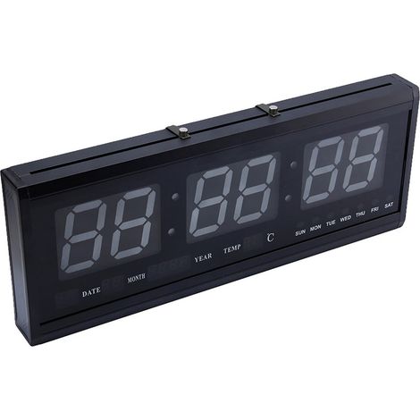 Grande horloge murale LED numérique moderne avec date et température, affichage 12/24h, bureau (1/5)