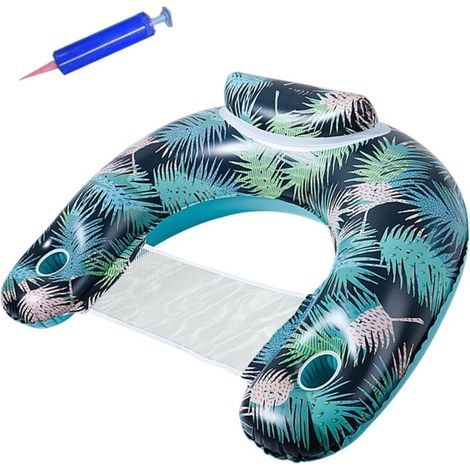 Bouée Piscine Adulte.Fauteuil Gonflable Piscine.Flotteur Piscine Gonflable avec Porte-Gobelet et Poignées. Géante Piscine Gonflable Adulte.Hamac à Eau pour Piscines (1/5)