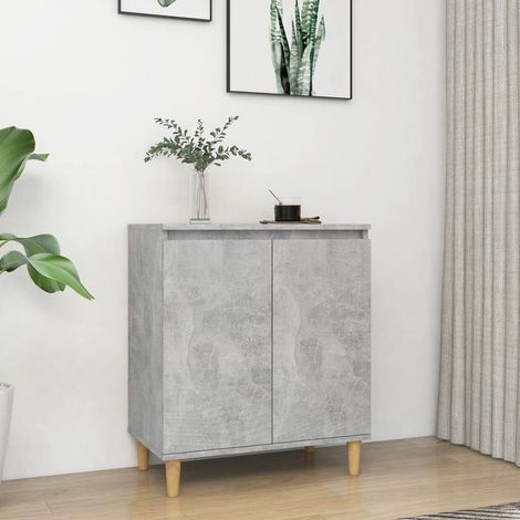 Table de chevet gris béton 40 x 35 x 60 cm en aggloméré (1/4)
