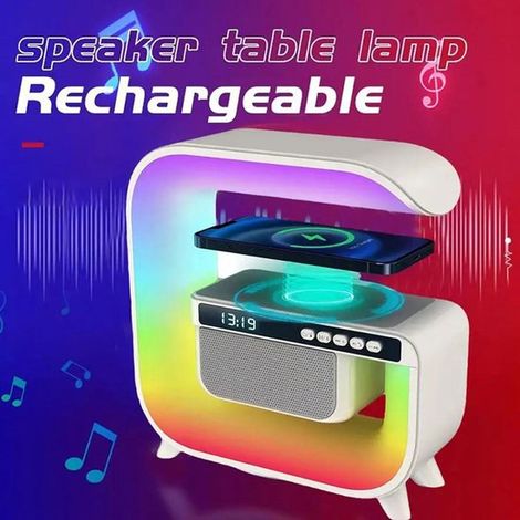 Enceinte Bluetooth Big G, réveil intelligent multifonctionnel, lampe d'ambiance LED numérique pour bureau, éclairage d'ambiance rythmique, décoration connectée, Bluetooth 5.0 3-en-1 Enceinte sans fil