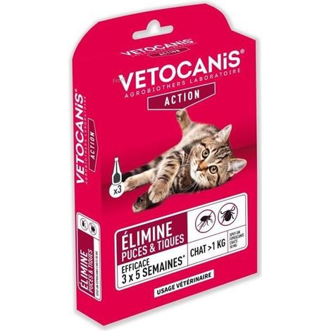 VETOCANIS Pipetten Spot on, Anti-Flohkotzen und Anti-Zecken - Für Katzen (1/5)