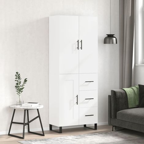 Buffet haut,Buffet de salon,Commode Meuble de rangement,Style Industriel Blanc 69,5x34x180 cm Bois d'ingénierie VNWE238353 (1/5)