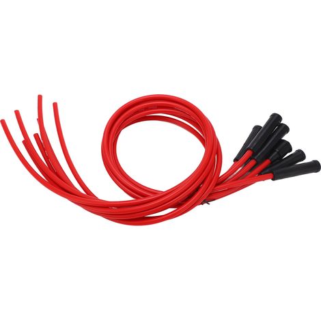 Satz roter Zündkabel (8 mm), 1 m Länge, Zündkerzen für klassische 6-Zylinder-Fahrzeuge, Hochleistungsersatz. (1/5)