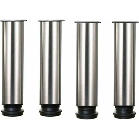 Lot de 4 pieds de meuble - Acier inoxydable - Réglables en hauteur de 25 cm - Idéal pour canapé, table, armoires (1/4)