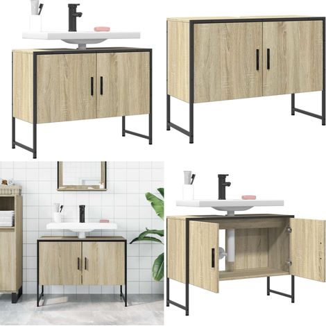 Waschbeckenunterschrank Sonoma-Eiche 80x33x60 cm Holzwerkstoff - Waschbeckenunterschrank - Badezimmermöbel - Holzwerkstoffschrank - Spiegelschrank - Unterschrank - Home & Living
