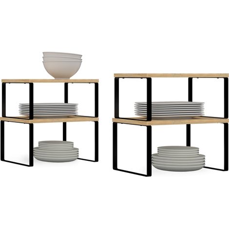 Set von 4 stapelbaren Regalen DETROIT Lagerung von Geschirr, Organisation Schrank Industriedesign
