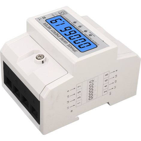 Compteur d'électricité triphasé à 4 fils avec écran LCD rétroéclairé, 10-100 A, 230 V/400 V CA, moniteur de consommation d'énergie (1/5)