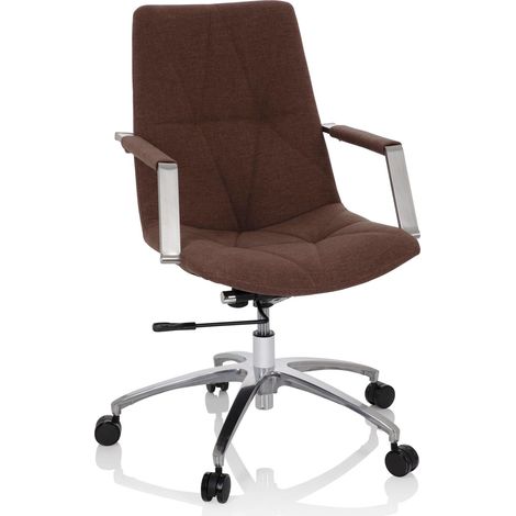 Siège de Bureau Tissu, Fauteuil pivotant, Chaise, Brun Moyen (1/5)