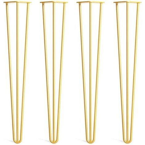 4pcs 20 cm(Doré) Pieds Epingle DIY Pieds pour Table Pied de Chaise avec 20 Vis + 4 Protège Pieds (1/3)