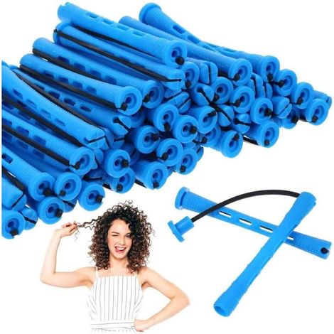 Lot de 60 bigoudis à friser à froid en plastique pour permanente, outils de coiffure pour salon et domicile. (1/4)