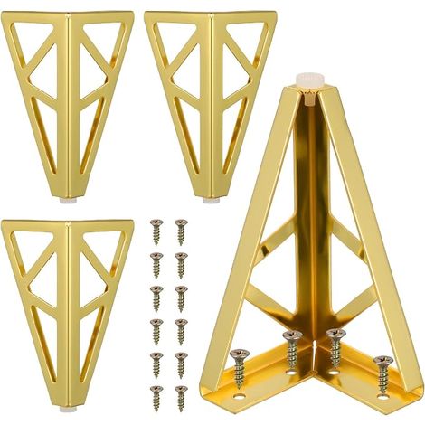 COHEALI 4 Pièces Pieds de Meubles en Métal Doré pour Canapé et Banc, Support Robuste en Acier Laminé à Froid, Installation Facile Design Élégant et Minimaliste (1/5)