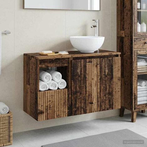 vidaXL Bathroom Furniture Set 2 pcs Old Wood Engineered Wood (1/5)