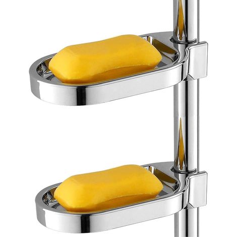 2pcs Étagère de Douche Sans Perçage, Porte-Savon Douche en ABS Plastique, Barre de Douche Un Porte-Savon Douche Réglable Durable Boîte for Savon de Bar for Douche, Vasque et Évier de Cuisin