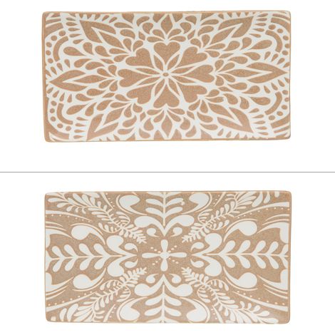Table Passion - Plat rectangle beige Safi 29x16 cm (1 modèle aléatoire) (1/2)