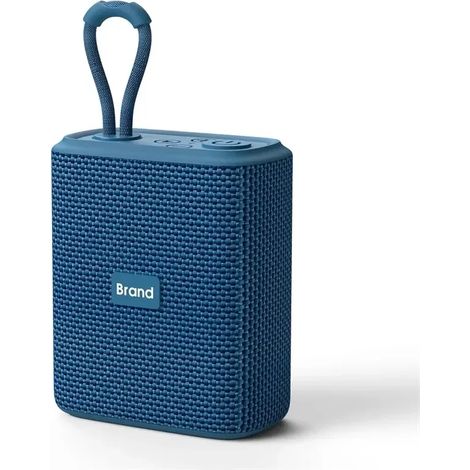 Enceinte sans fil (bleue) avec Bluetooth, étanche, basses puissantes, revêtement en tissu et poignée (1/5)