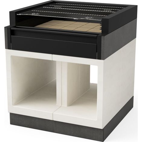 TUOZI - Barbacoa de Obra para Leña y Carbón Modelo KITAWAY GRILL La Valenciana (Gris/Blanco - 100 x 100 x 113,5 cm) REF: T01097 - Uso en Exteriores (1/3)