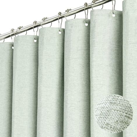 Rideau de douche en lin de qualité supérieure 240 x 200 cm Imperméable Anti-moisissure Pour salle de bain Menthe 180 x 200 cm (1/5)