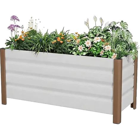 Fioriera, sistema di drenaggio integrato, design moderno, 100x40x45cm WH (1/2)