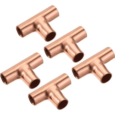 T Cuivre Raccord 3 Voie Soudage Joint 1/4" ID pour HVAC 5pcs (1/5)
