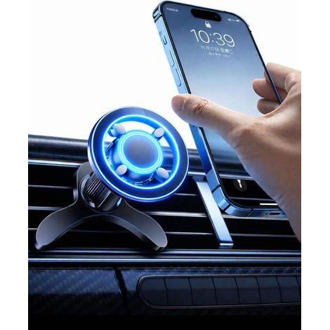 Soporte para coche MagSafe 2026 [17 imanes N52] Soporte magnético para teléfono con rotación de 360° y clip de gancho plegable - Fácil de instalar Montaje en rejilla de ventilación (1/3)