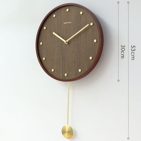 royaluxe -Horloge en bois et cuivre cadre en bois et métal échelle en laiton Nouvelle horloge moderne minimaliste (1/3)