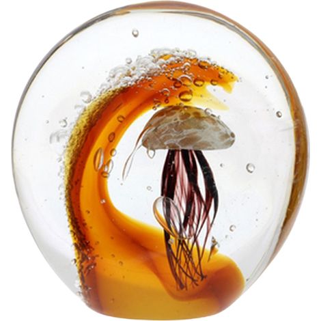 Fermacarte in vetro a forma di onda e medusa - Elegante decorazione da scrivania