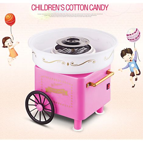 Machine à barbe à papa 500W, machine à bonbons automatique avec chariot, couleur rose, dimensions 30 x 30 x 25 cm (1/5)