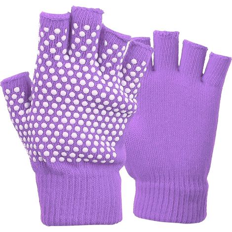 Gants de yoga antidérapants demi-doigts respirants pour le fitness et le sport (violet) (1/5)