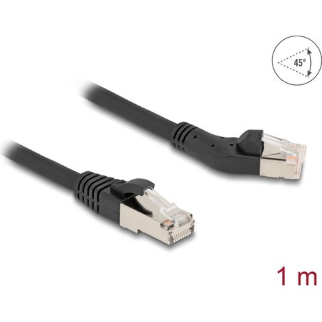 Delock Cable de red RJ45 Cat.6A S/FTP macho 45Â° en Ã¡ngulo izquierdo a macho recto 1 m negro