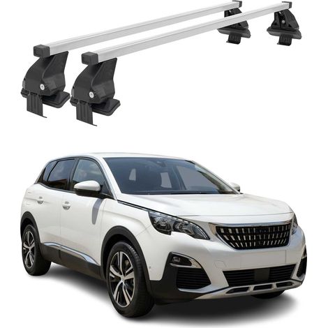 OMAC Dachträger Querträger Stahl für Peugeot 3008 II 2016-2020 Pre-FL – Abschließbar – City-Crash-getestet – DIN 75302:2019 – ISO/PAS 11154:2006 – Max. 50 kg Silber (1/5)