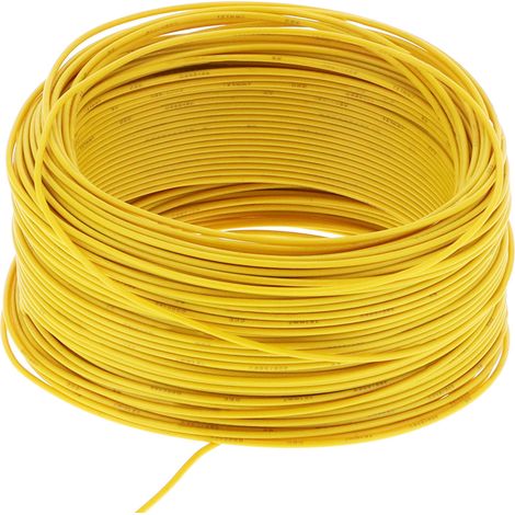 Câble électrique flexible 7 conducteurs en cuivre rouge, isolé, 100 m (328,1 pi), AC300V, jaune, modèle BV‑1x1.