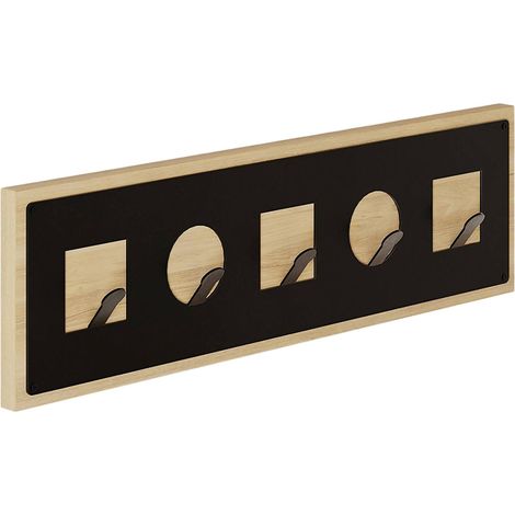 Garderobenhaken Flossie, 5 Haken, Wandmontage, Gestellfarbe Braun, 16h cm Anthrazit Schwarz