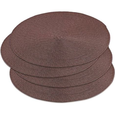 Set De Table - Plastique Tressé - Diamètre 38 Cm - Pour Intérieur Et Extérieur - Lot De 6 (1/5)