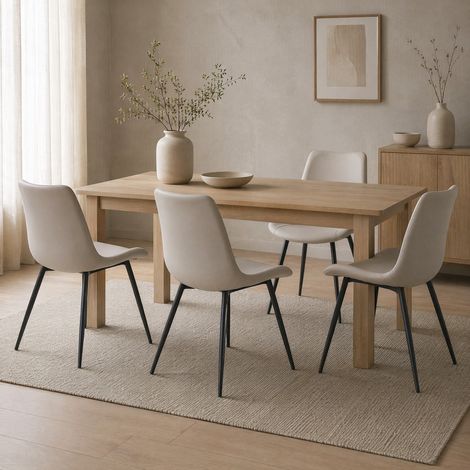 Sedie da pranzo 4 pezzi in similpelle, struttura in metallo nero, grigio HAVRYA (1/5)