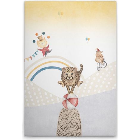 Leinwandbild Zirkus Tiger Kinderzimmer M1-No.50556 - Kunstdruck auf Leinwand in Bunt Beige - Wandbild 30 x 40 cm (1/5)