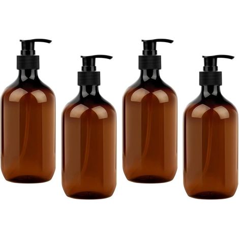 4-teiliges Set leerer Shampooflaschen, 500-ml-Seifenspender, PET-Duschgelspender für Seifen, Lotionen und Waschmittel (1/4)