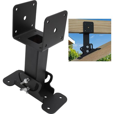 Soporte robusto para terraza, gancho para ajuste de ángulo y dirección, montaje en pérgola/pabellón de jardín, 2 piezas, acero al carbono. (1/5)