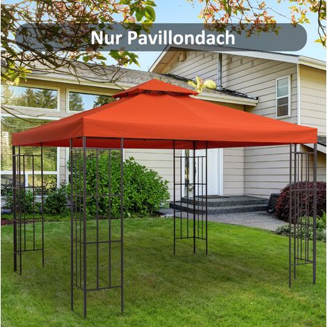 Toile de remplacement pour tonnelle 3 x 3 m rouge, double toit en tissu déperlant, anti-UV et résistant, avec attaches velcro, pour pavillon de jardin, de CHICFURN (1/5)