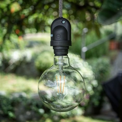 creative cables - EIVA Lampada a sospensione per paralume da esterni con 1,5 m cavo tessile, rosone e portalampada IP65 resistente all'acqua