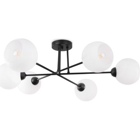 LAMPADA DA SOFFITTO ASTRERIA NERA 6 PIATTI PARALUME BIANCO E27