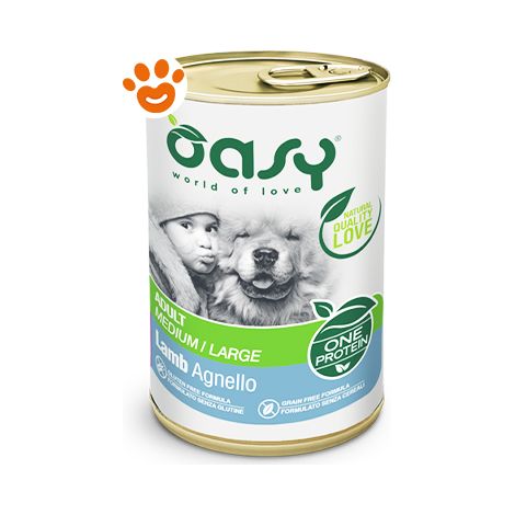Oasy Dog One Protein Adult Medium Large Agnello  - Oasy Dog One Protein Adult Medium Large Agnello - Lattina Da 400 Gr