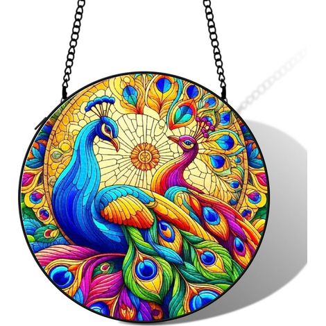 Vitrail papillon attrape-soleil 16 cm décoration fenêtre suspension raffinée cadeau grand-mère (1/5)