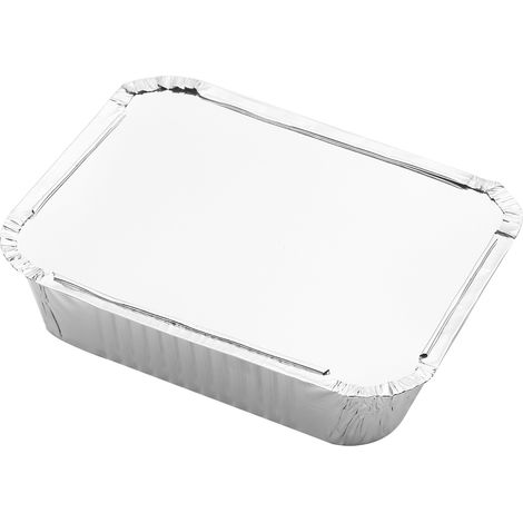Einweg-Aluminiumfolien-Behälter mit Deckel zum Backen, Aufbewahren, Erhitzen, Kochen und Grillen von Speisen, 20 Stück/Packung, 750 ml (1/5)