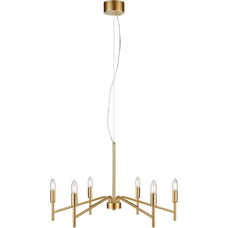 Suspension 6 lampes metal dore mat culot e14 18w - markslojd - monarch 53135036 53135036 53135036 53135036 (1/3)