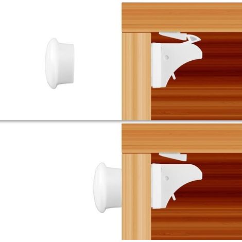 Verrou de sécurité - Non spécifié - 10 serrures + 2 clés - Blanc - Installation facile - Système magnétique (1/4)
