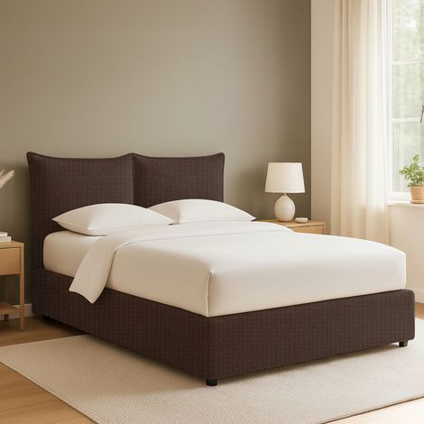 Letto Matrimoniale Wetherby, Sfoderabile, Contenitore Made in Italy, Marrone (1/5)