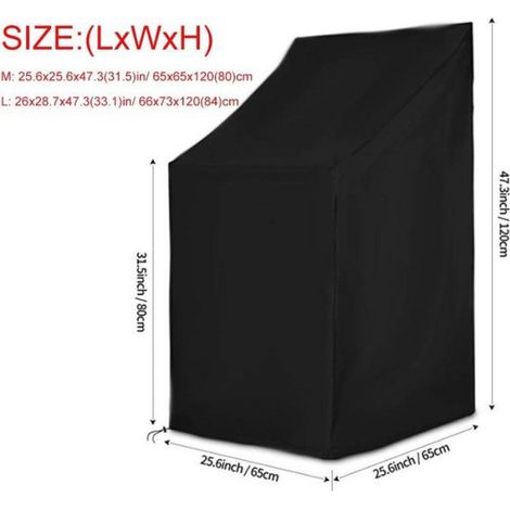 Housse de Chaise - 210D Oxford Imperméable - Pour Chaises Empilables de Jardin - Taille M 65x65x120 cm - 1 Pièce (1/5)