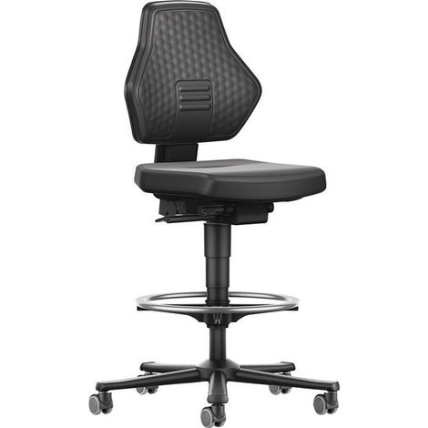 Chaise de bureau pivotante Air Flow Rl. + anneau de pied, rembourrage en cuir synthétique, noir (1/4)