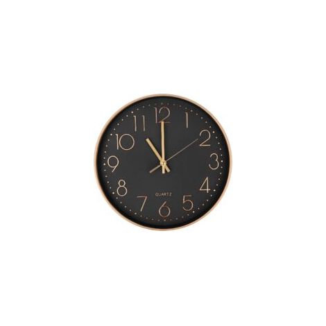 Horloge murale silencieuse 25cm – Cadran noir avec chiffres dorés – Miroir en verre haute définition – Design moderne or rose